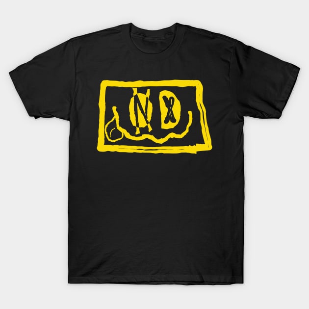 ND Eyes North Dakota Grunge Smiling Face Black background T-Shirt by pelagio